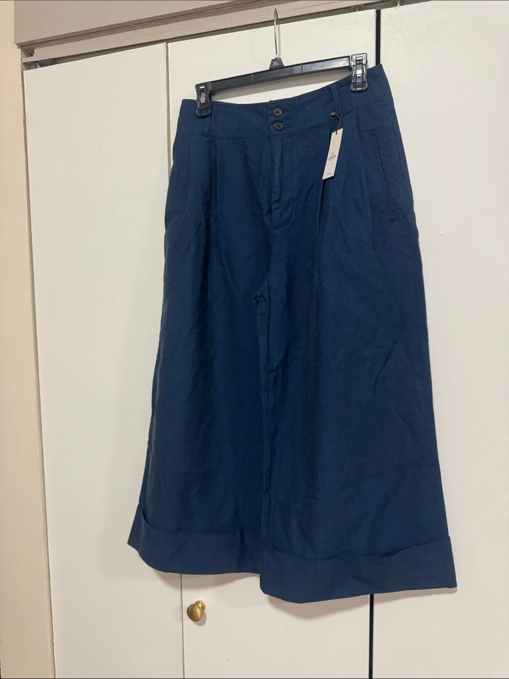 HIGH-RISE WIDE-LEG TENCEL™-COTTON-LINEN CROPPED PANT